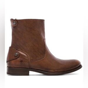 Frye Melissa Button Zip Up Short Boot- Brown